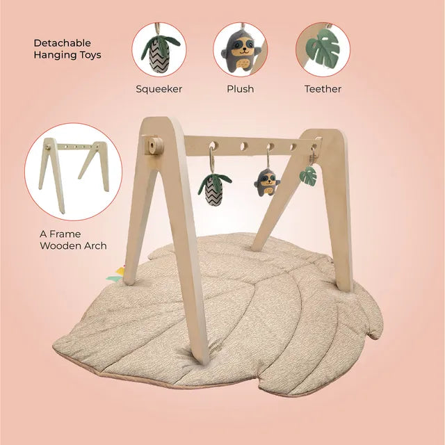 Moon Natures Nook Maple Leaf Shaped Baby Playmat Beige