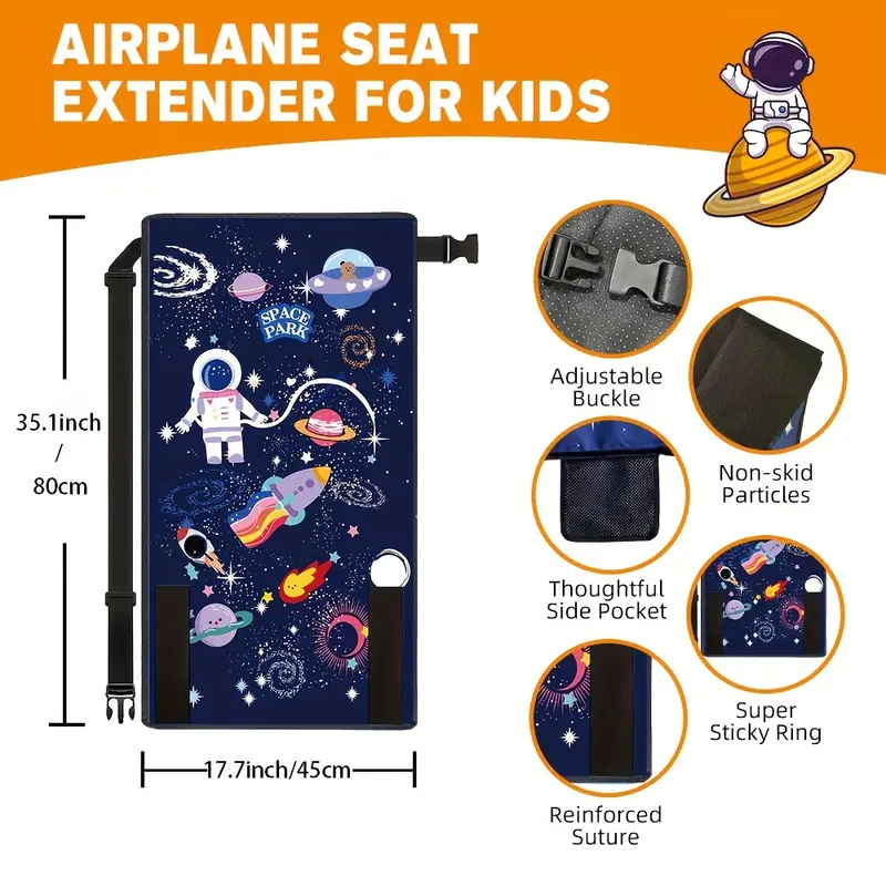 Kids Airplane Seat Extender Blue Universe