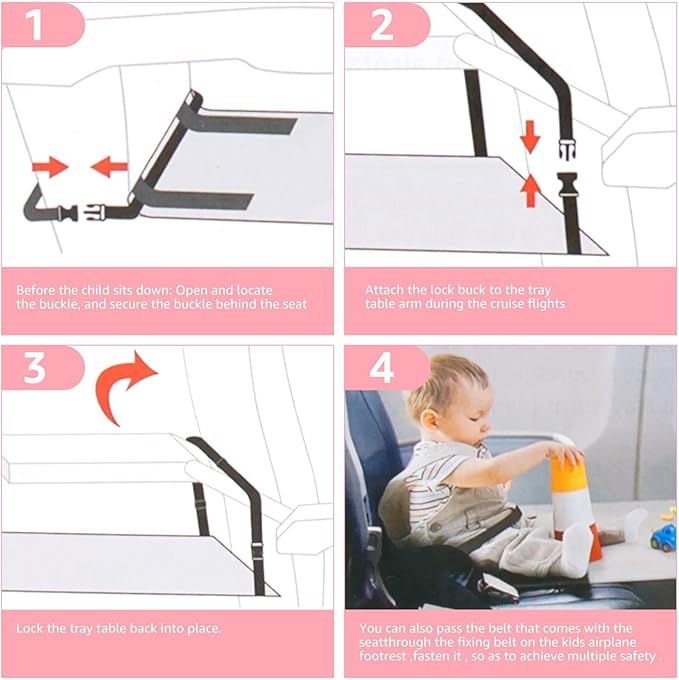 Kids Airplane Seat Extender Pink Bear