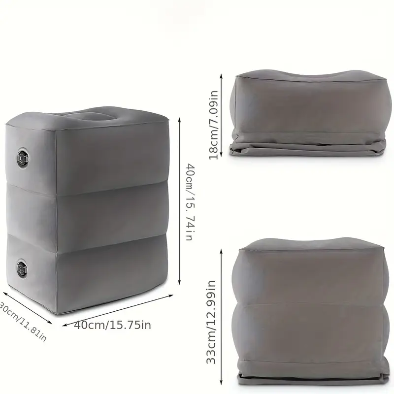 3 Layer Ergonomic Inflatable Airplane Foot Rest Pillow