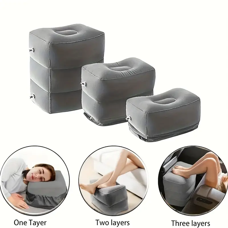 3 Layer Ergonomic Inflatable Airplane Foot Rest Pillow