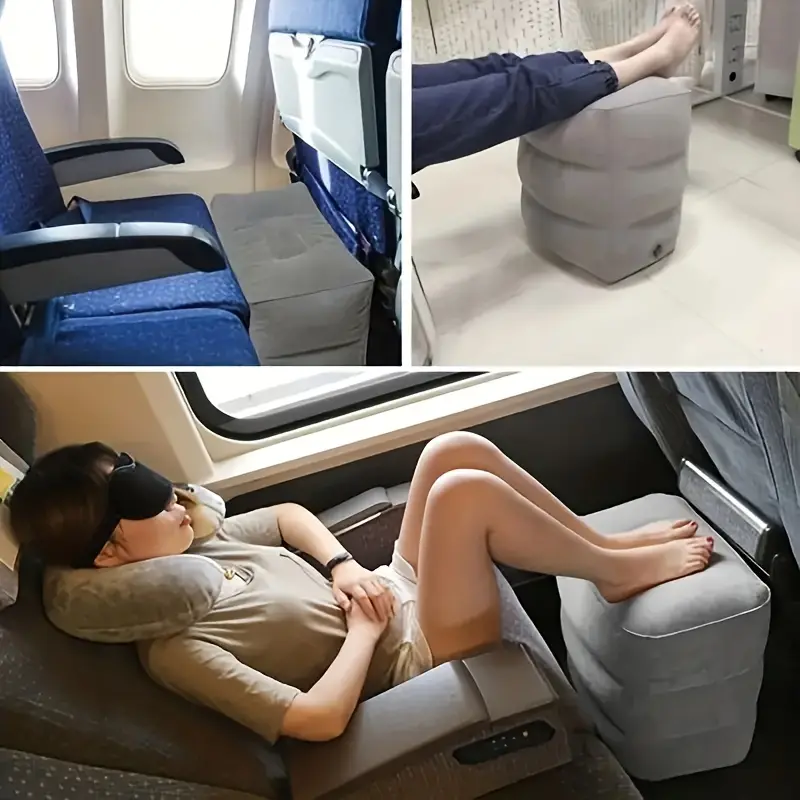 3 Layer Ergonomic Inflatable Airplane Foot Rest Pillow