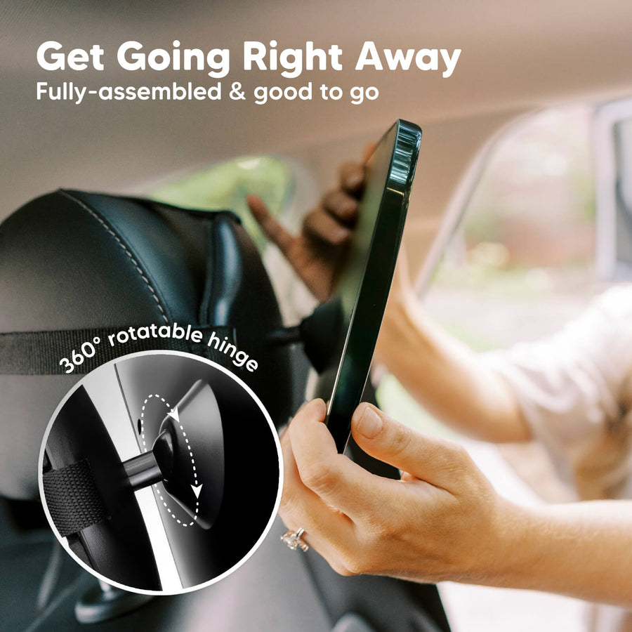 KeaBabies Baby Carseat Mirror Matte Black Large